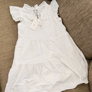 A loves A Girls White Eyelet Kids Dress sz M